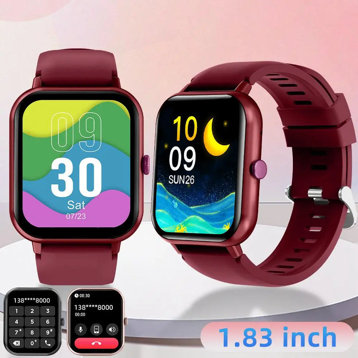 "Stylish 1.83" Touch Screen Smart Watch - Multifunctional Fitness Tracker with Call Function, 100+ Sports Modes & Customizable Dials for Men & Women!"