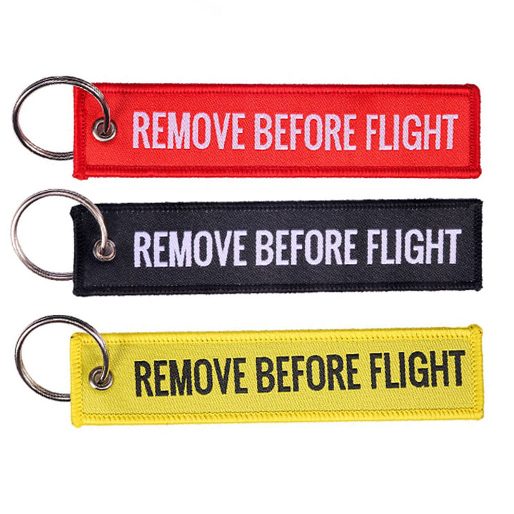 3 PCS/LOT Remove Before Flight Woven Keychain Tag