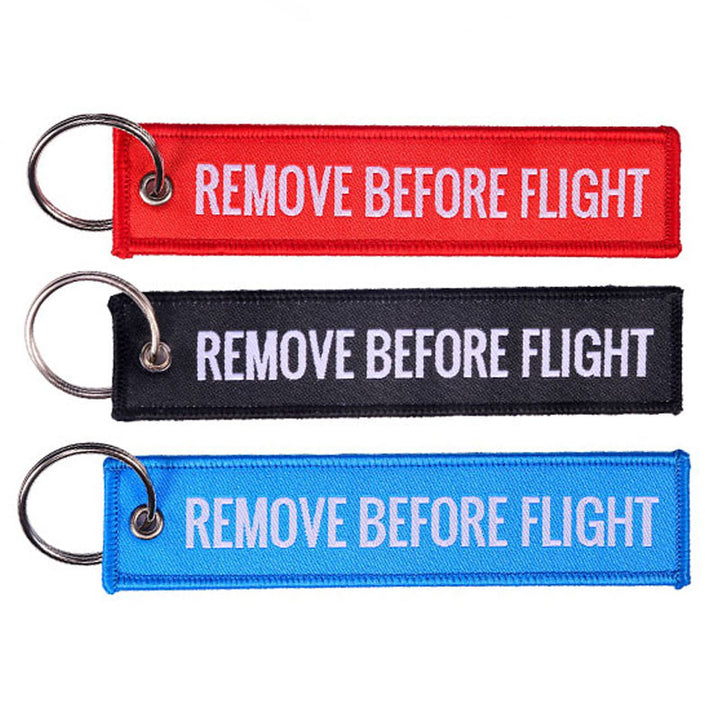 3 PCS/LOT Remove Before Flight Woven Keychain Tag