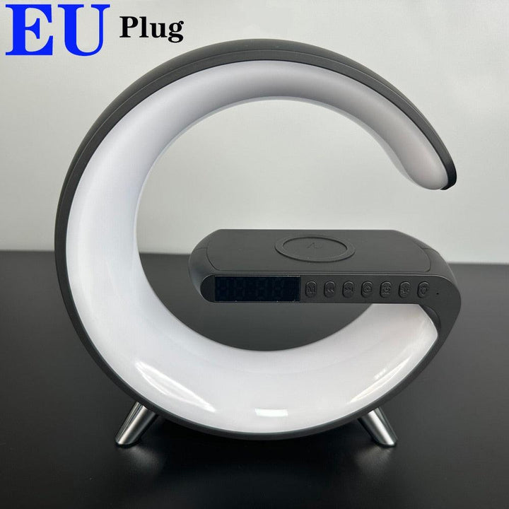 LED App Control RGB Night Light Atmosphere Lamps Digital Alarm Clock Speaker Wireless Charger Children Sleep Bedroom Decoration - GreyOp