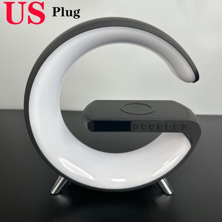 LED App Control RGB Night Light Atmosphere Lamps Digital Alarm Clock Speaker Wireless Charger Children Sleep Bedroom Decoration - GreyOp