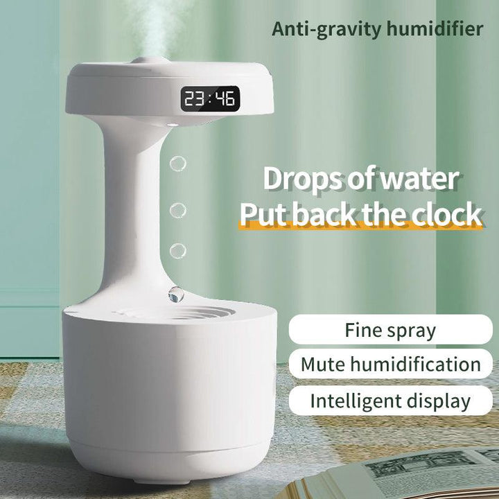 Bedroom Anti-Gravity Humidifier With Clock Water Drop Backflow Aroma Diffuser - GreyOp