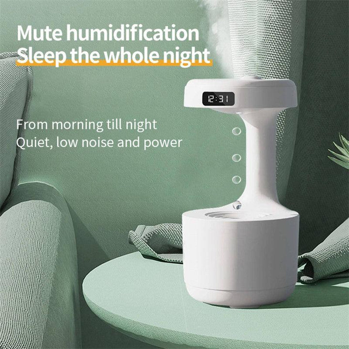 Bedroom Anti-Gravity Humidifier With Clock Water Drop Backflow Aroma Diffuser - GreyOp