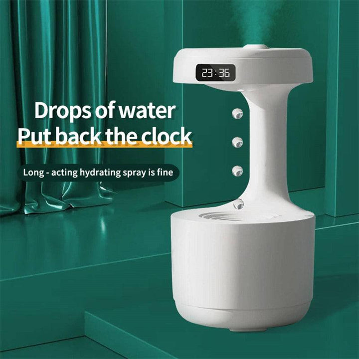 Bedroom Anti-Gravity Humidifier With Clock Water Drop Backflow Aroma Diffuser - GreyOp