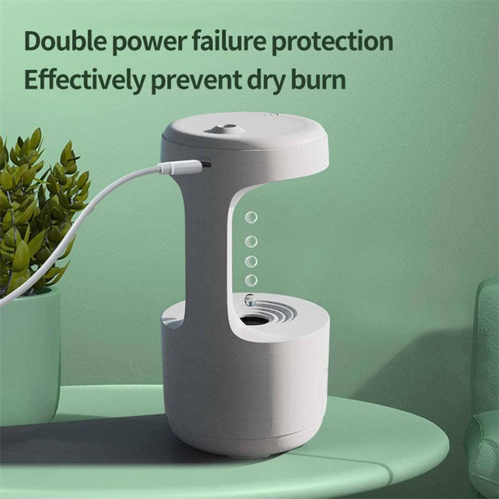 Bedroom Anti-Gravity Humidifier With Clock Water Drop Backflow Aroma Diffuser - GreyOp